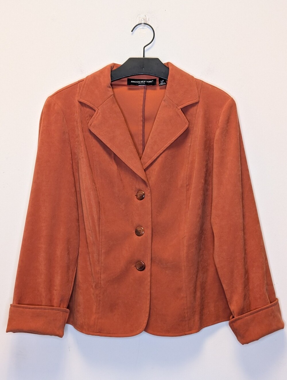 Briggs New York Petite Faux Suede Blazer Jacket Rust Orange LP